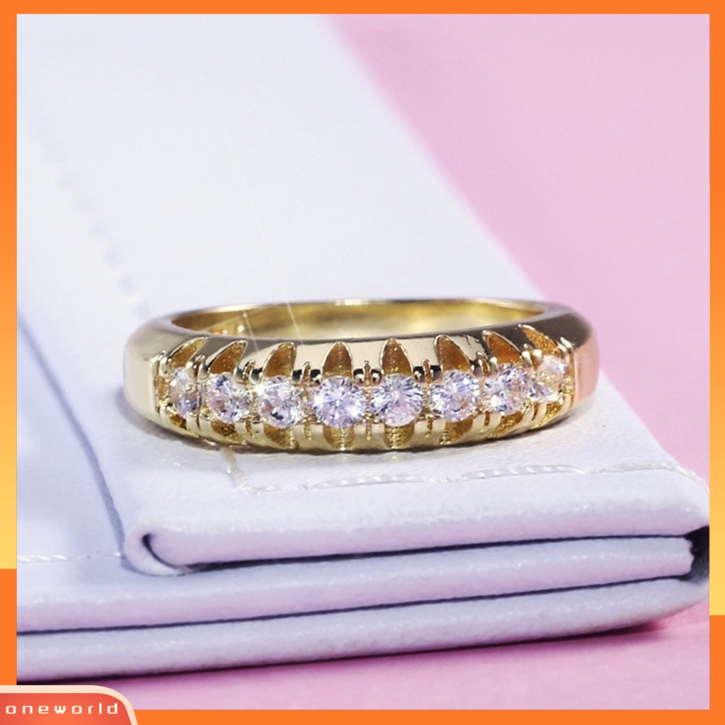 {oneworld} Perhiasan Fashion Wanita Kreatif Jari Dekorasi Alloy Baris Tunggal Geometri Cincin Untuk Pernikahan