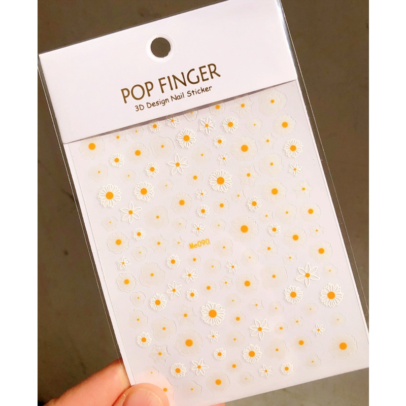 Stiker Kuku 3D Motif Bunga Matahari Warna Putih Kuning Untuk Nail Art