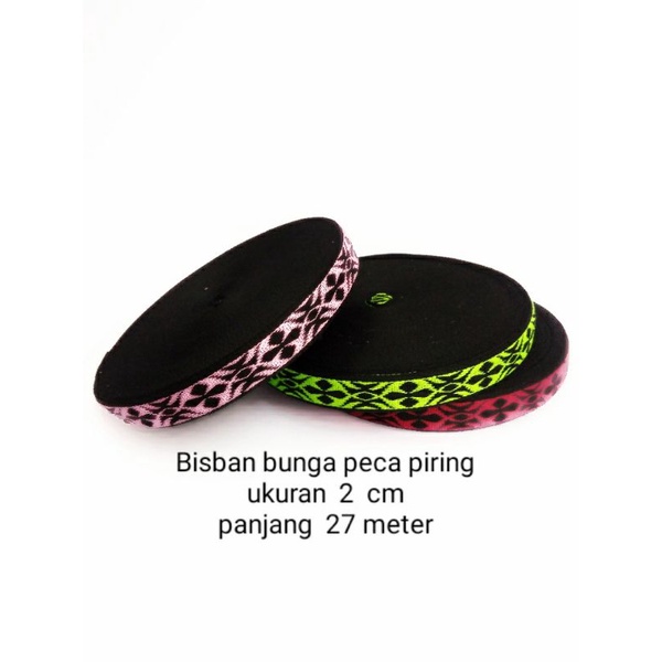 webbing tali bisban motif peca piring ukuran 2 cm 1 roll panjang 26 meter