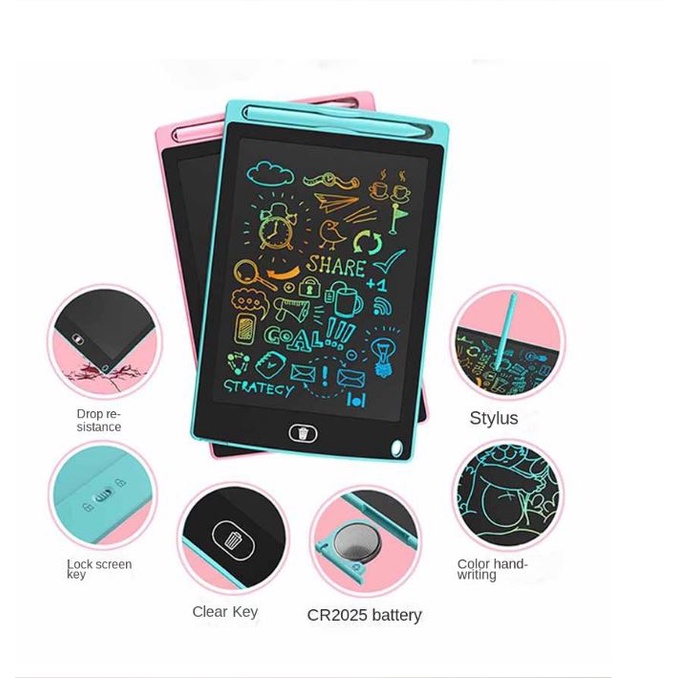 Papan Tulis Tablet LCD Writing Color Board 8.5&quot; Mainan Edukasi Anak