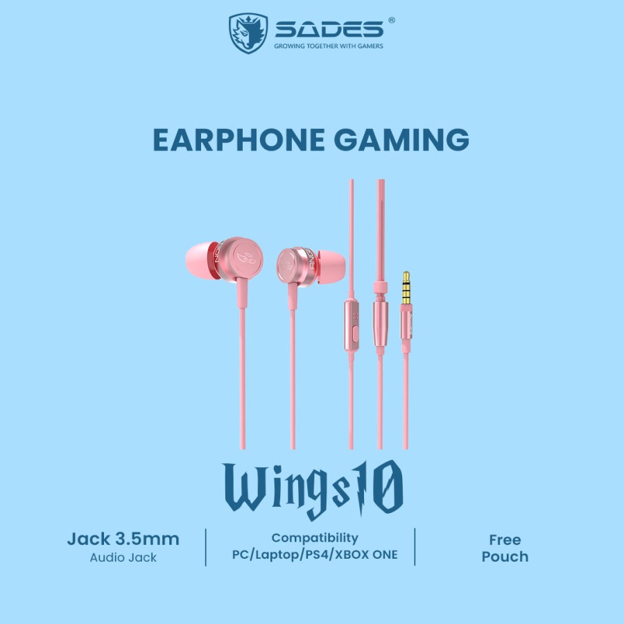 sades wings 10 earphone gaming original garansi resmi