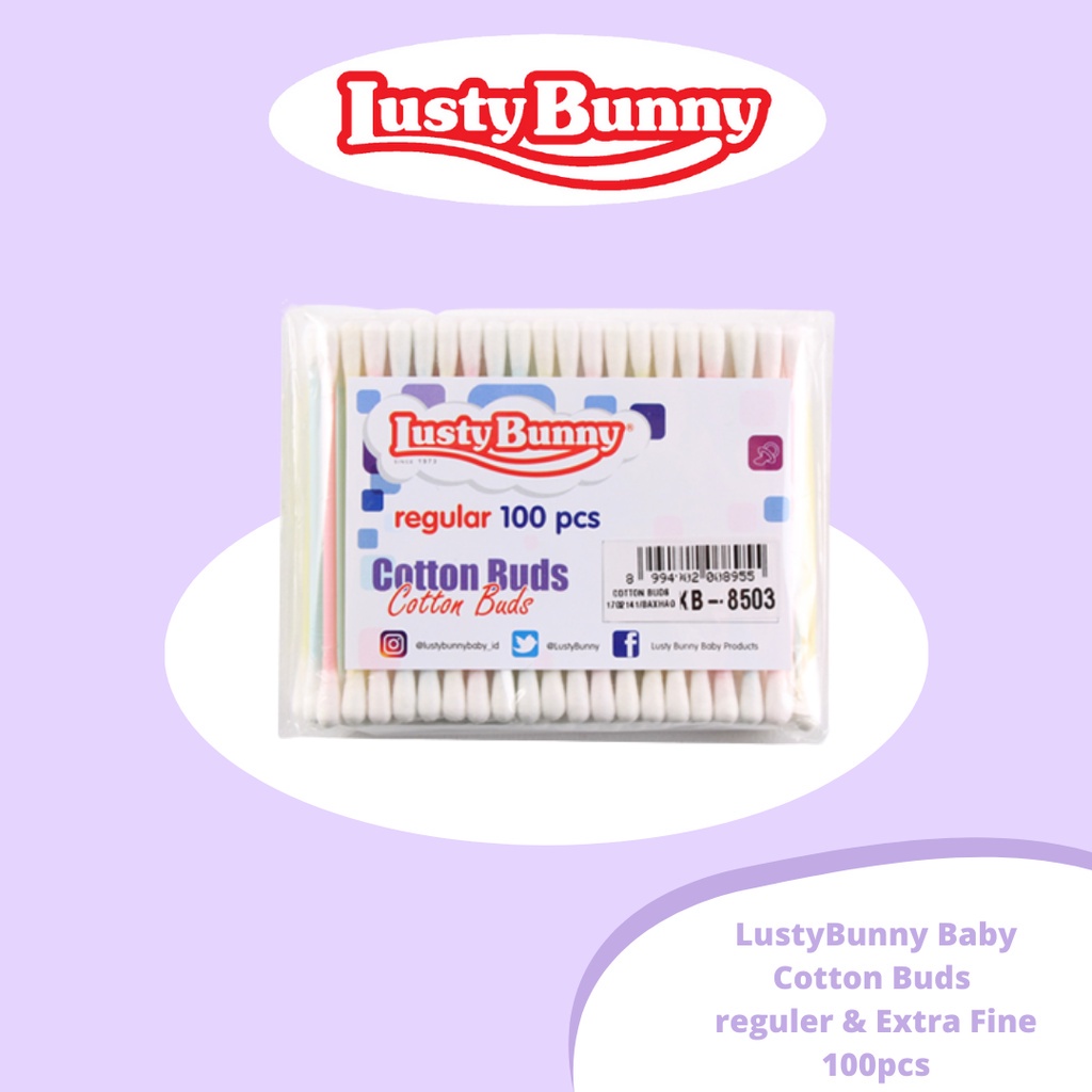 Lusty Bunny Baby Cotton Buds Reguler &amp; Extra Fine | Pembersih Telinga isi 100 Pcs