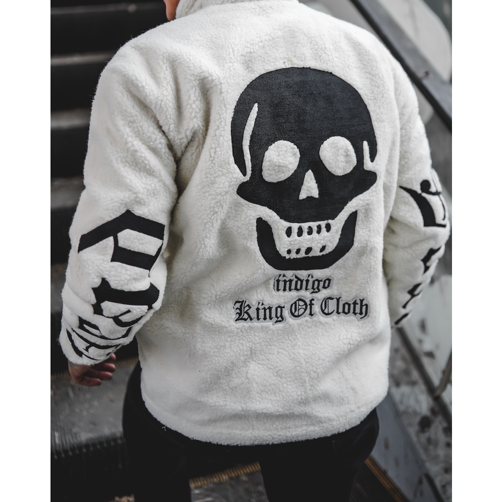 JAKET SHERPA BULE SKULL SMILE