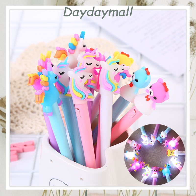 Pulpen Gel Pena Karakter Pony Unicorn Led Pen Lucu Lampu Alat Tulis LED/NONLED DD443