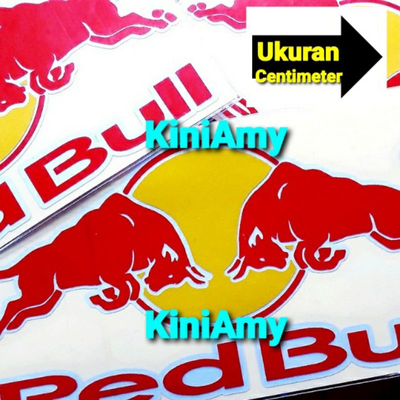 Cutting Sticker Red Bull Sticker Helm Reflektif | Sticker Variasi Aksesoris Modifikasi Helm, Motor, 