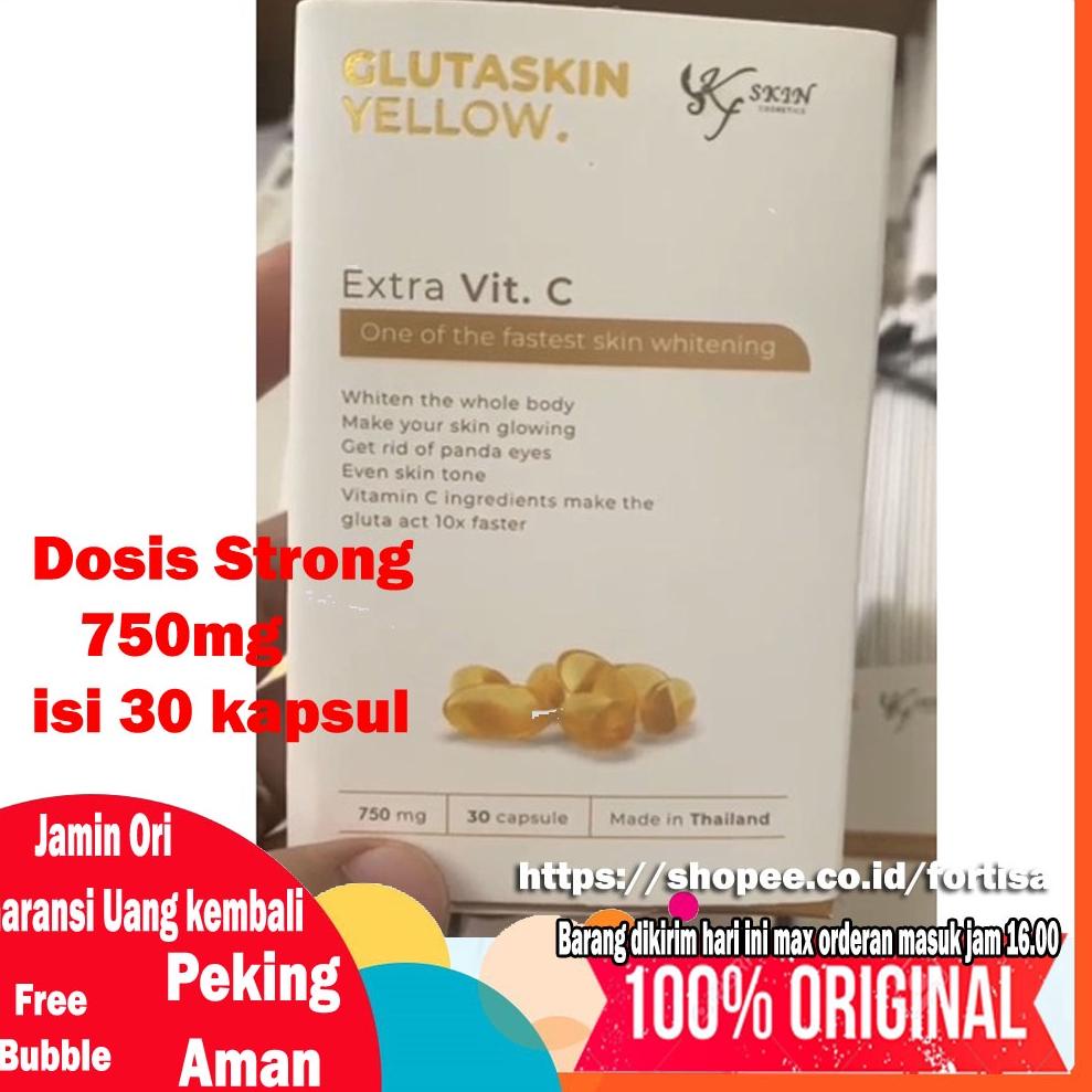 40 (DOSIS STRONG 750Mg) Glutaskin Gluta Skin Yellow LCBEAUTY LC BEAUTY PEMUTIH KULIT Original Pasti 