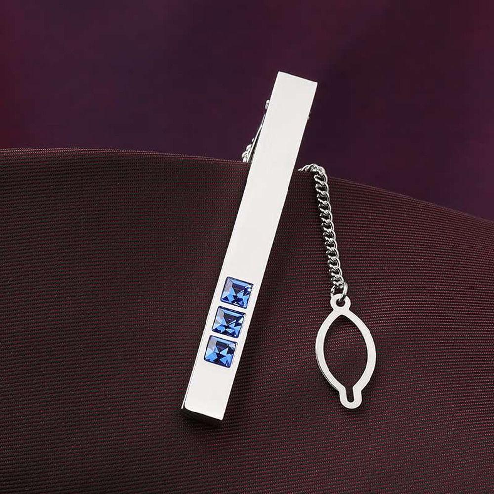 Agustina Pria Kerah Klip Trendi Elegan Fashion Perhiasan Pakaian Non- Cedera Mencegah Paparan Rumbai Bermutu Tinggi Kristal Dasi Klip