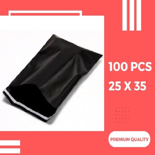 Kantong Plastik Polymailer 25x35 Paket Plastik Packing Olshop Hitam Jumbo Perekat Kuat