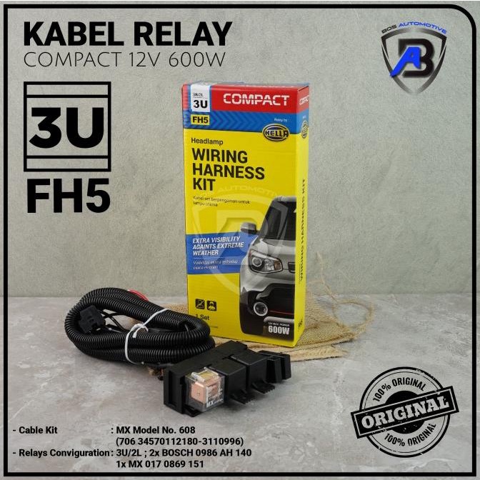 KABEL RELAY SET HELLA LAMPU DEPAN HEADLAMP H4 MOBIL 3 RELAY ORIGINAL