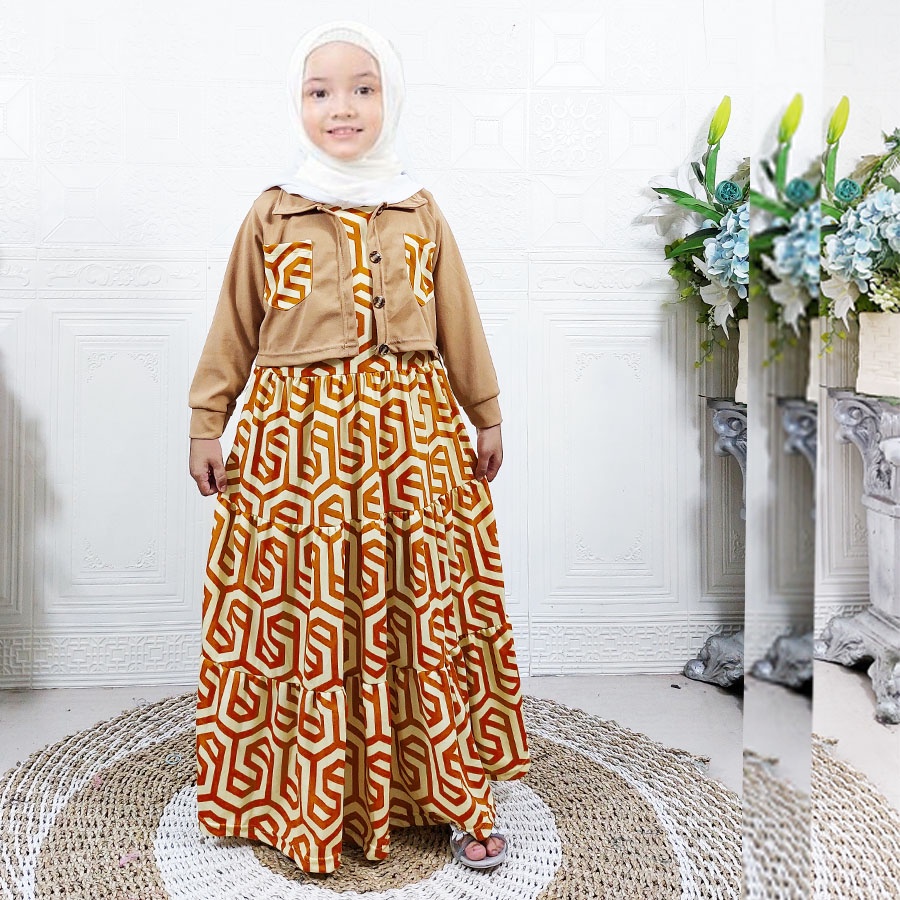 GAMIS RUFFLE PANJANG ANAK ROMPI MOANA ZARASET ADA KANTONG 0-13tahun GL FASHION