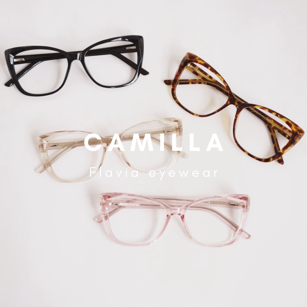 Flavia Eyewear - Kacamata Camilla Square Acetat (custom minus, photochromic, blueray, bluechromic dan photobrown)