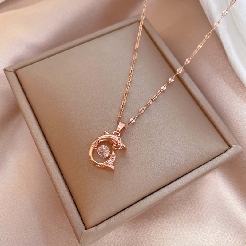 Perhiasan Titanium steel Kristal Lumba Liontin Kalung Choker Necklace Untuk Wanita Hadiah Pesta Pernikahan