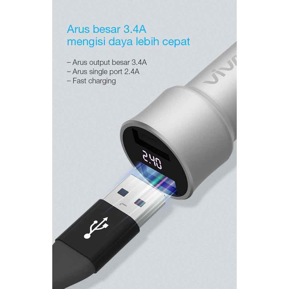 Car Charger* Vivan*  CCD2* Fast Charging 3.4A+2 USB+ LCD