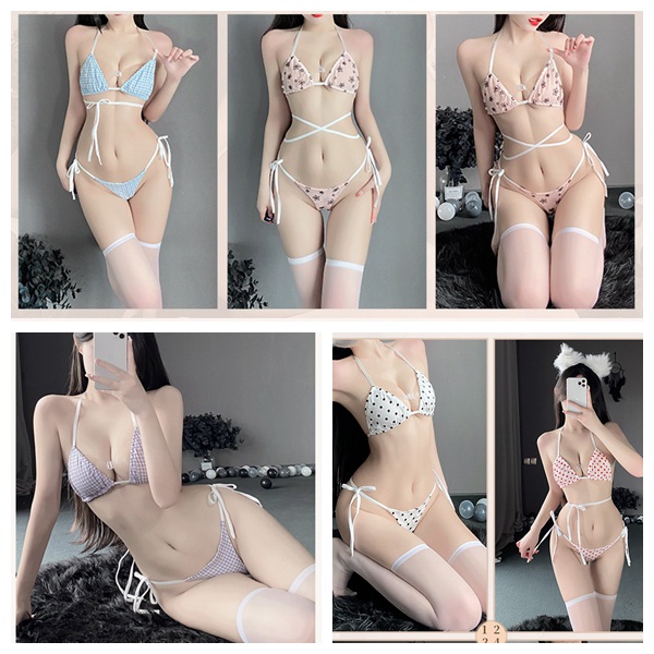 Lingerie Sexy Hot Open G String Ukuran Jumbo tali Deep V Bra Set Lingerie B022-A