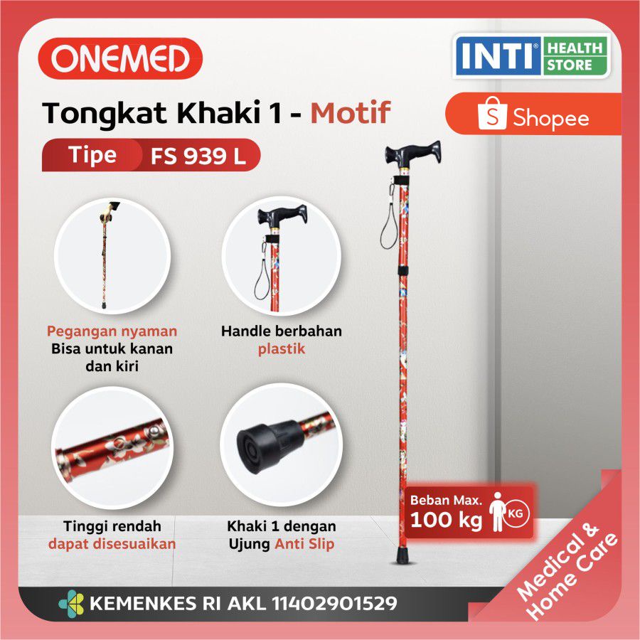 Onemed | Walking Stick FS-939L | Alat Bantu Jalan Tongkat Kaki 1 Motif