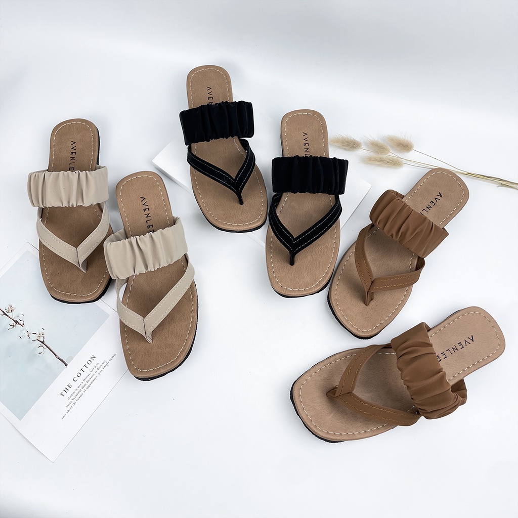 Sandal Jepit Wanita Simpel Elegan Teplek Sol Karet Avenlee Beiza