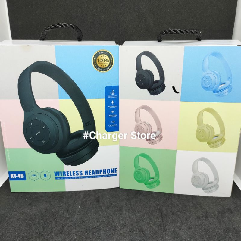 Headphone Bluetooth Macaron Bando KT-49 / Headset Wireless Stereo Musik Extra BASS