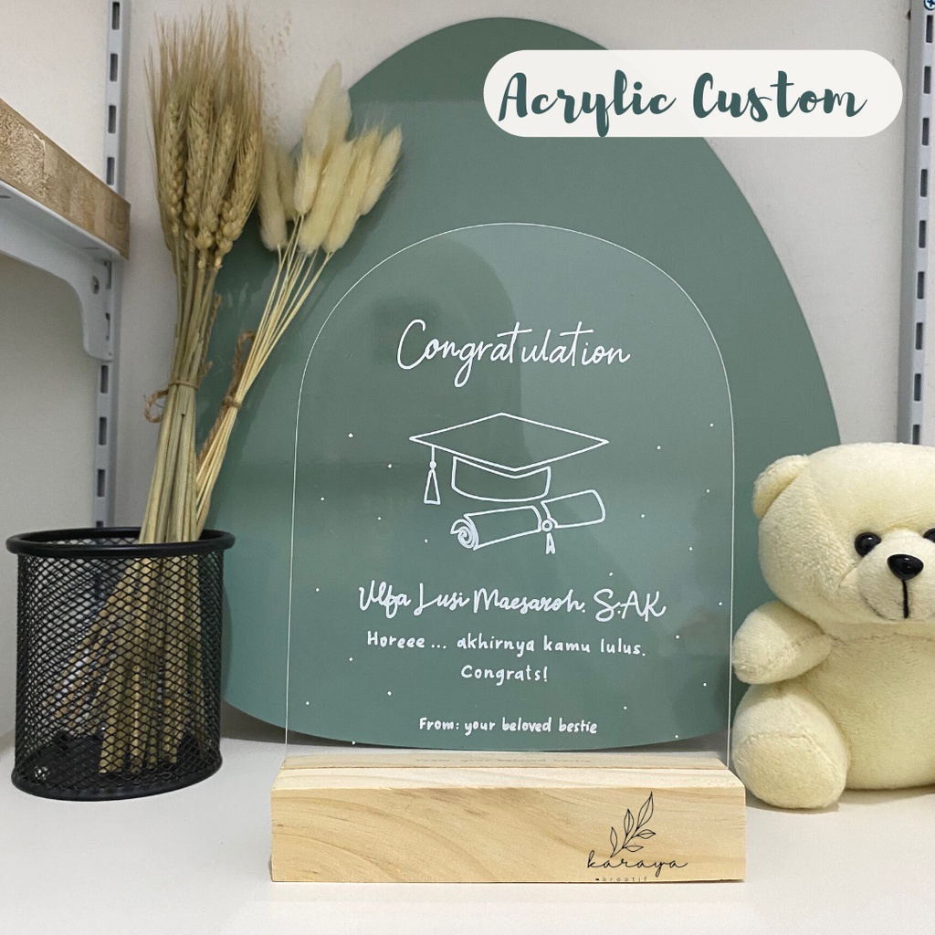 Custom Lampu Tidur Akrilik LED Plakat Wisuda Akrilik LED Hadiah Wisuda Kado Wisuda Karaya Kreatif