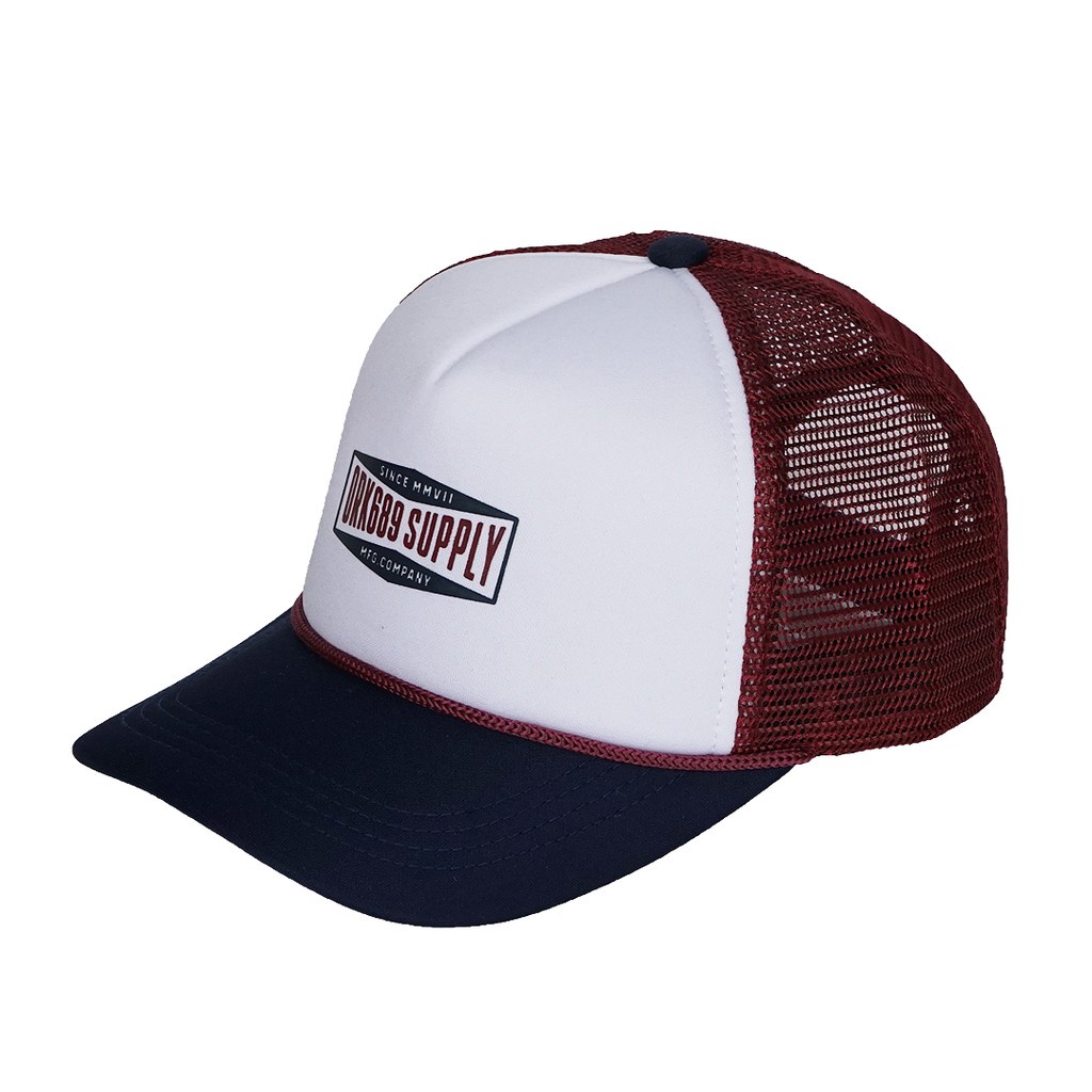 Topi Jaring Pria Distro Original Trucker Hat  Basebal Trapos White Maroon