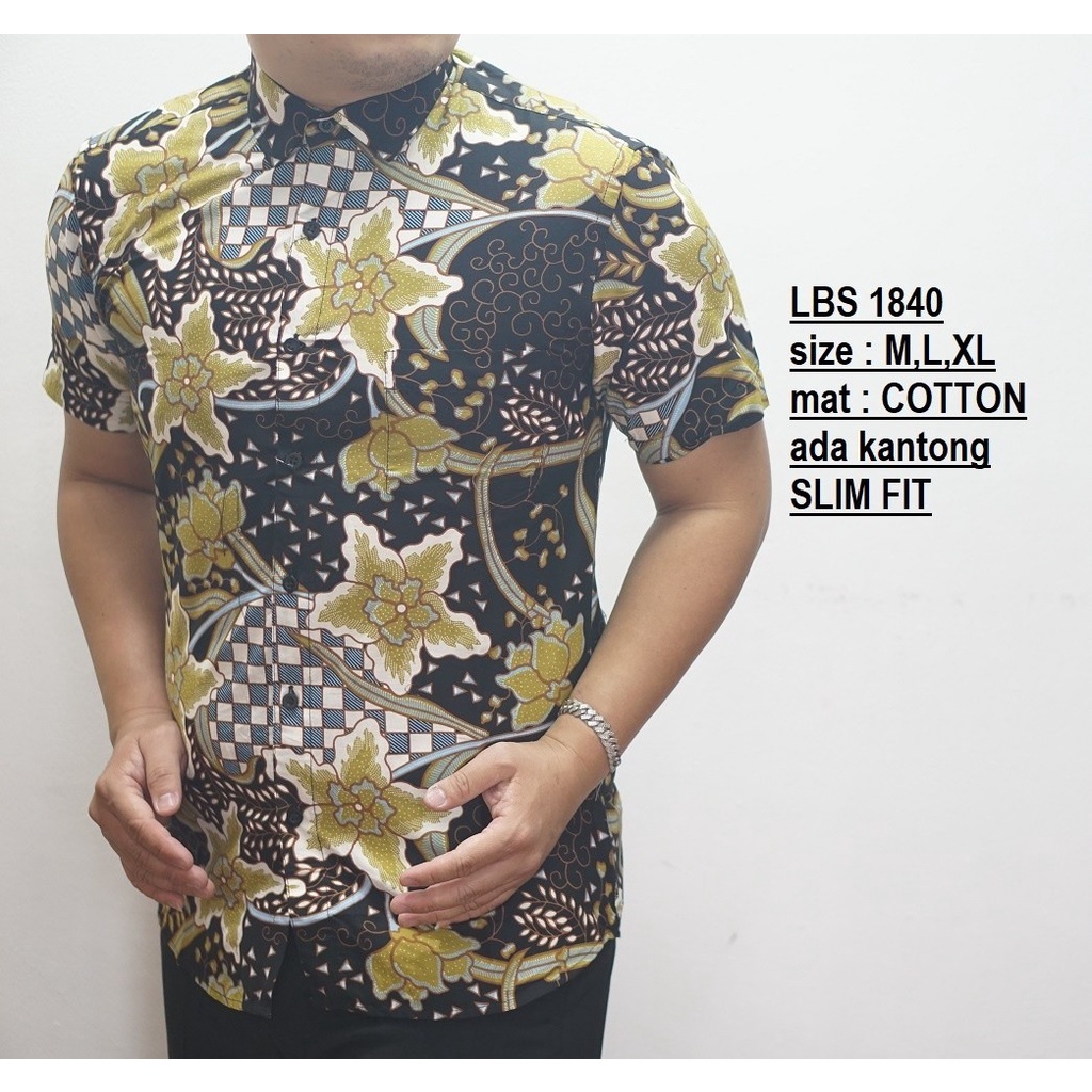 Baju Batik Pria Slimfit Kemeja Lengan Pendek Slim Fit 1840