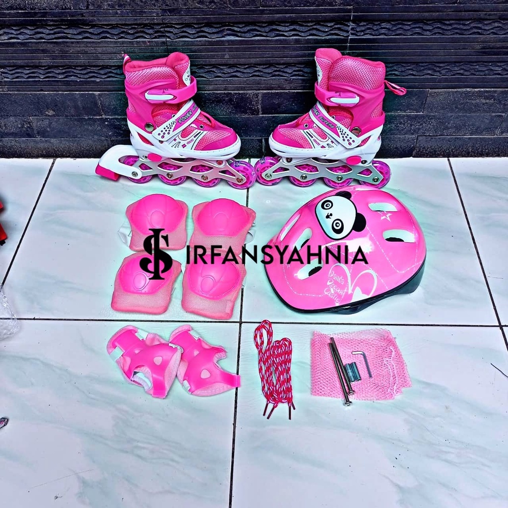 Sepatu Roda Anak dan Dewasa Fullset Deker dan Helm Bisa Model Untuk Pemula Merk Power