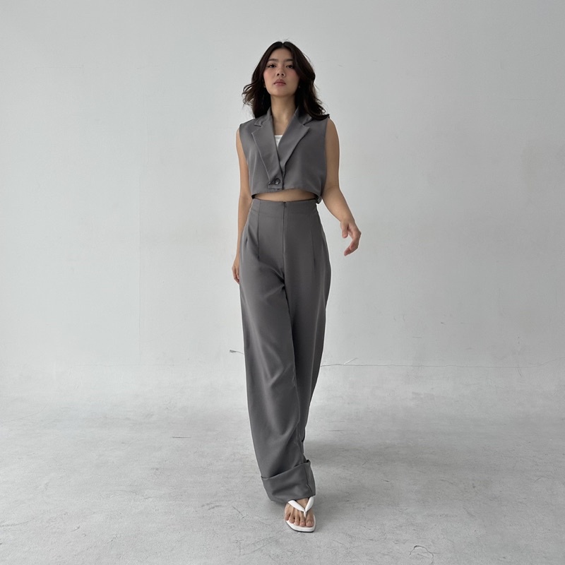 JEJU PANTS - Celana Panjang Wanita Bahan Straight Pants Trousers Kulot Lurus Highwaist Wide Pants Posha