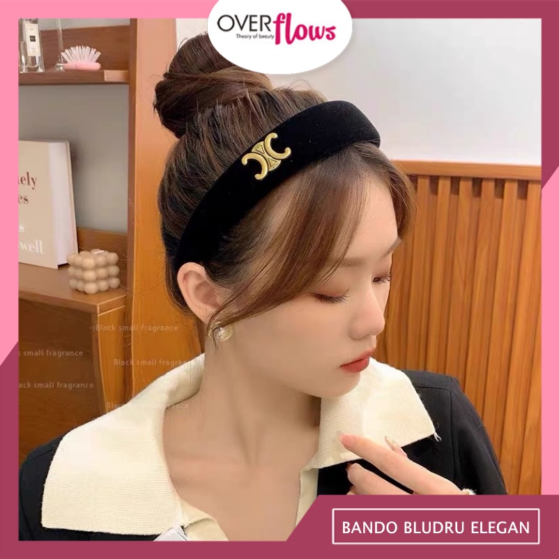 OVERFLOWS.ID BANDO BLUDRU ELEGAN KOREA SUEDE HEADBAND ELEGANT CELINE ROSE QUEEN