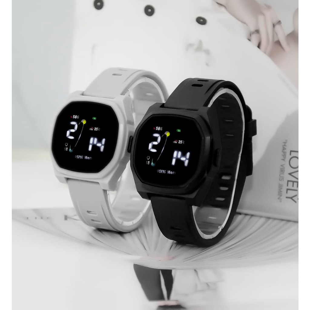 PA Jam Tangan LED Digital Pria Wanita Rubber Electronic Fashion Couple Anak Remaja Import Premium RM072