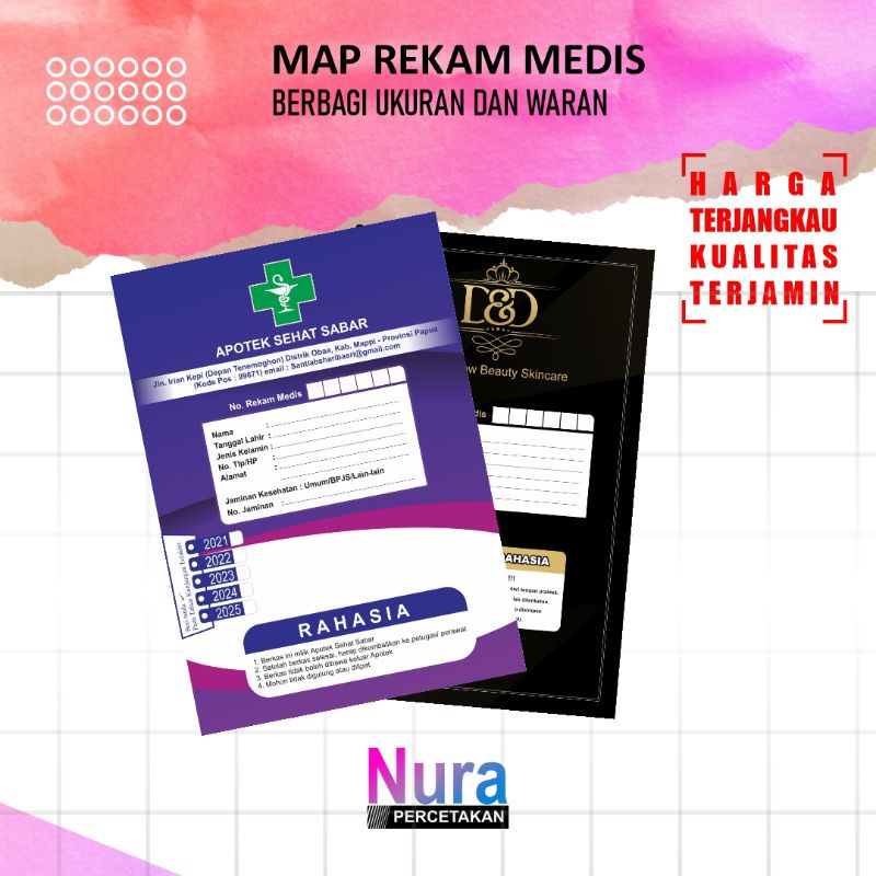

CETAK CUSTOM MAP REKAM MEDIS / MAP SEKOLAH, MAP PUSKESMAS, MAP KLINIK DLL Ukuran A5 / B5