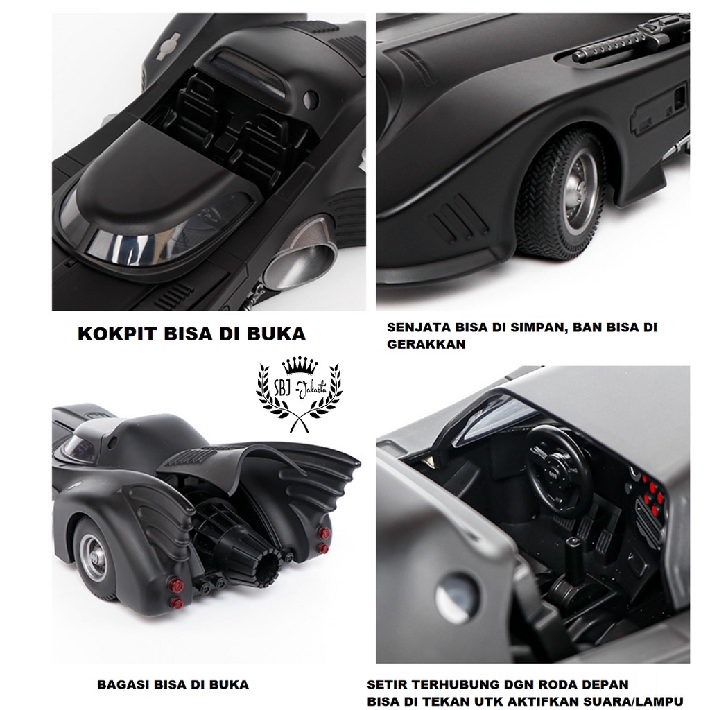 DIECAST 1989 Batmobile Original DC Licensed Skala 1:18 Metal Alloy Mobil Klasik BatMobile Original