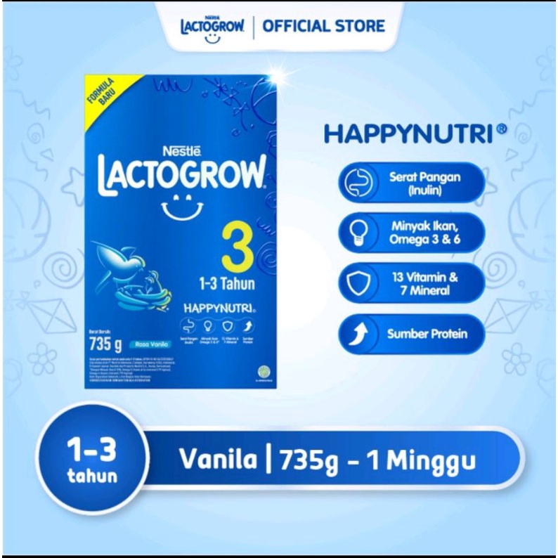 

Lactagrow 3 & 4 vanilla & madu 750g (735g)