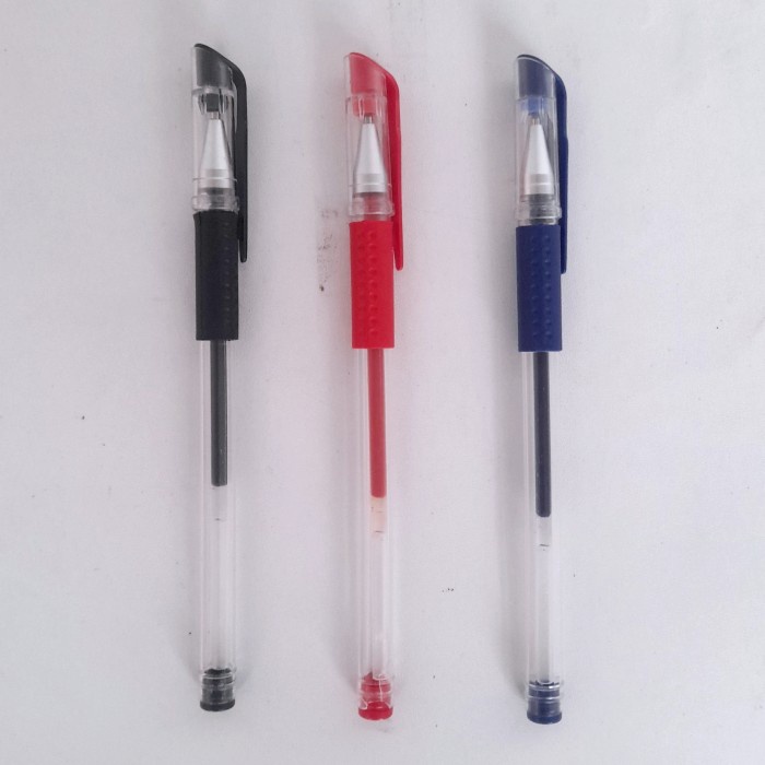 Pulpen Gel Murah Impor 0.5mm Standard / Pulpen Gel MIMI / Pulpen Murah Impor - Pulpen Hitam Merah Biru