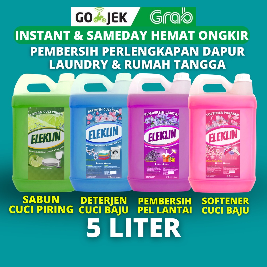 Sabun Cuci Piring, Deterjen Laundry, Softenert Baju, Pembersih Lantai, 5 Liter Karbol Cair Liquid El