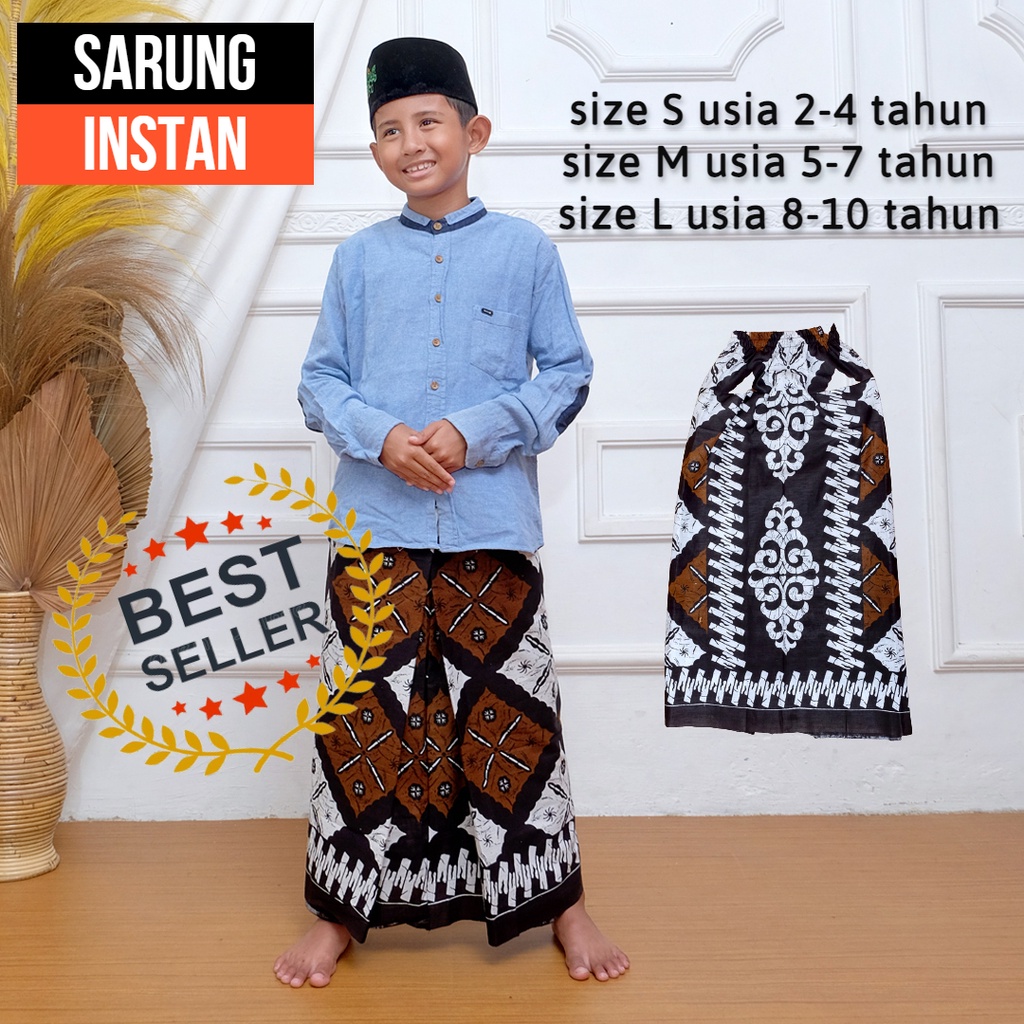 SARUNG INSTAN ANAK LAKI LAKI / SARUNG INSTAN ANAK MODEL ROK / SARUNG ANAK DG KARET PINGGANG / SARUNG