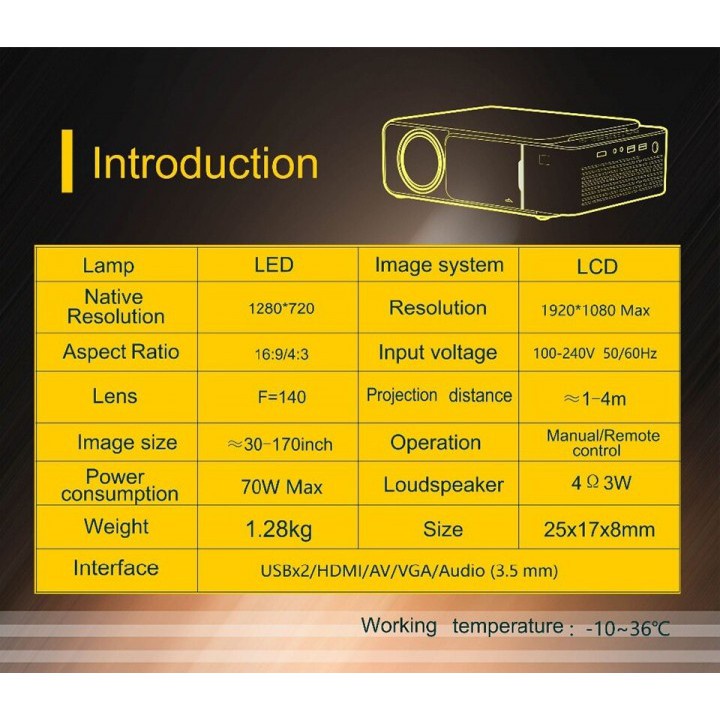 592 UNIC T6 - LED 720P HD Home Projector 3500 Lumens - Basic Version