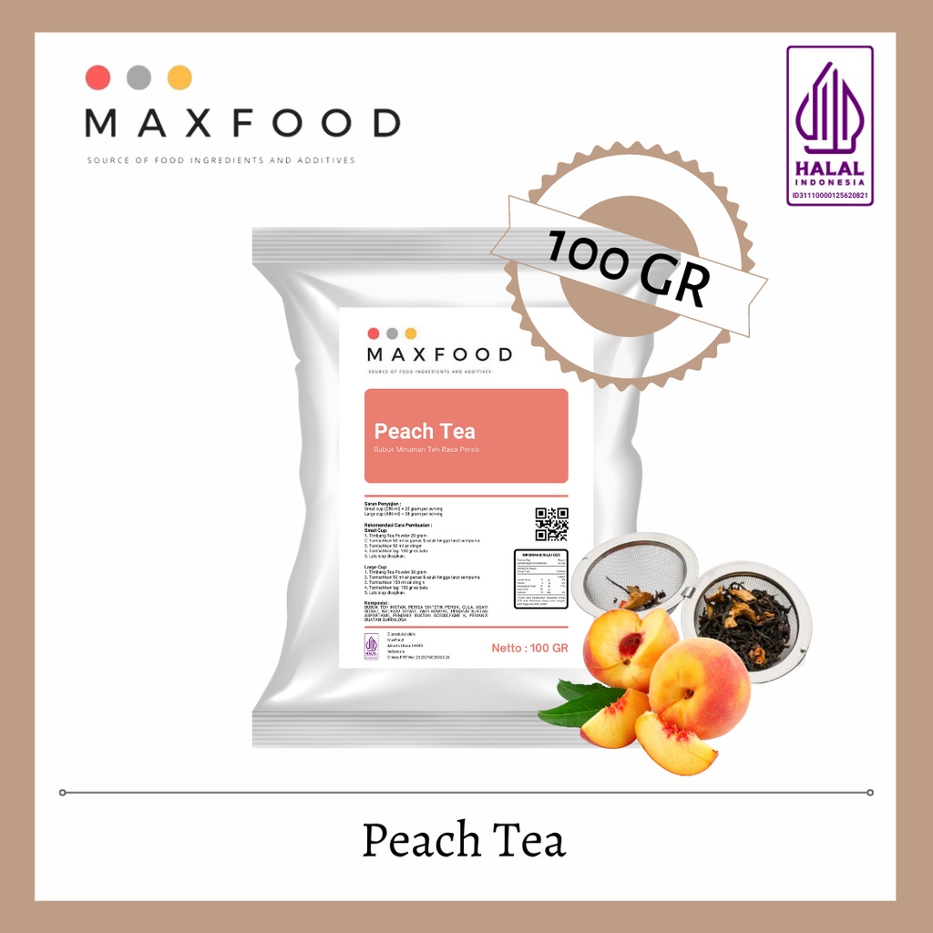 

MAXFOOD - Peach Tea / Teh Persik / Bubuk Teh Rasa Persik 100 Gram