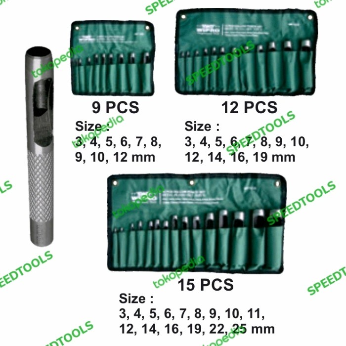 

Kol Plong Set 9Pcs Wipro/Alat Pembolong Karet Dan Kulit