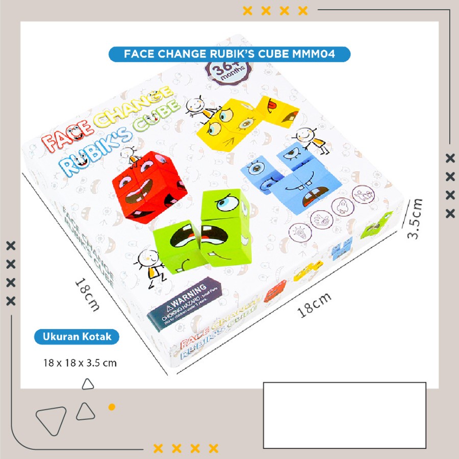 Mainan Edukasi Anak - Expression Puzzle Building Blocks - Game Face Change Rubik's Cube