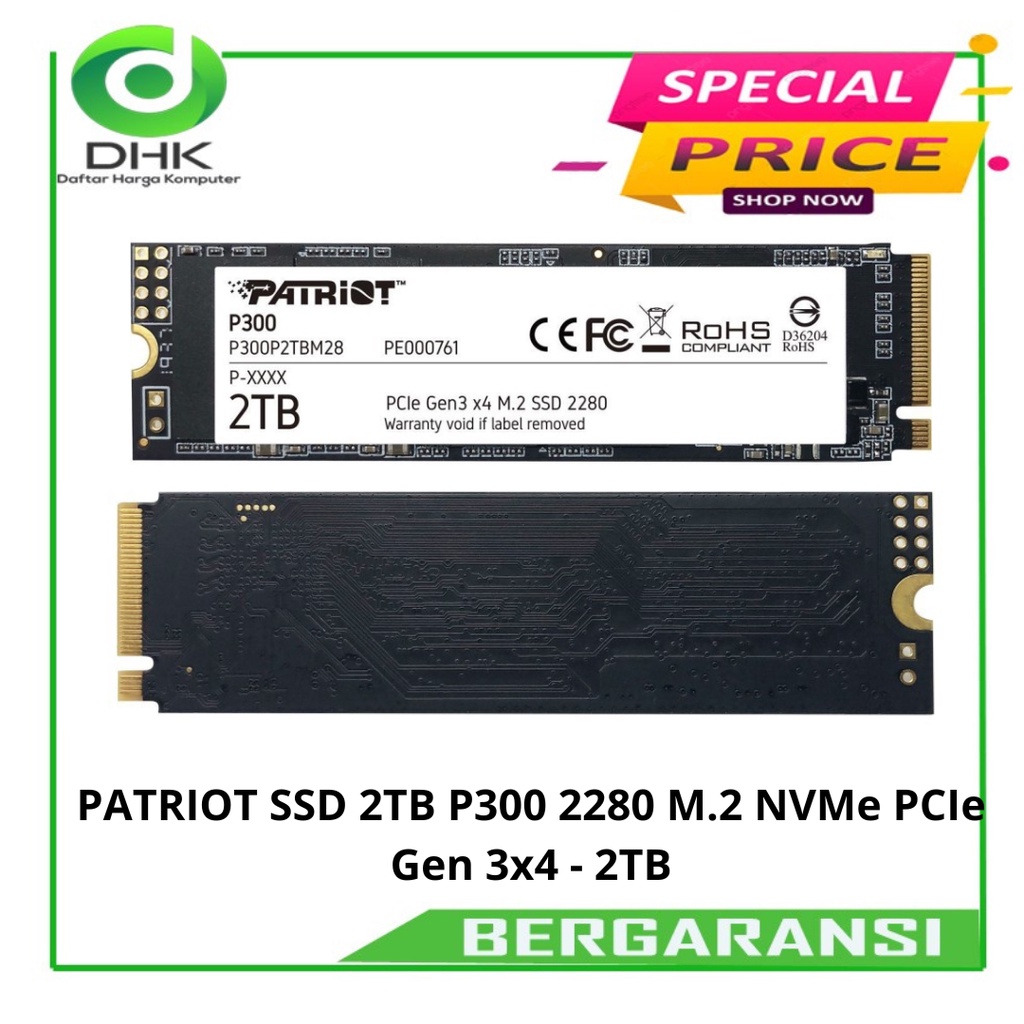 SSD Patriot P300 M.2 2280 NVME 2TB PCIe Gen3x4