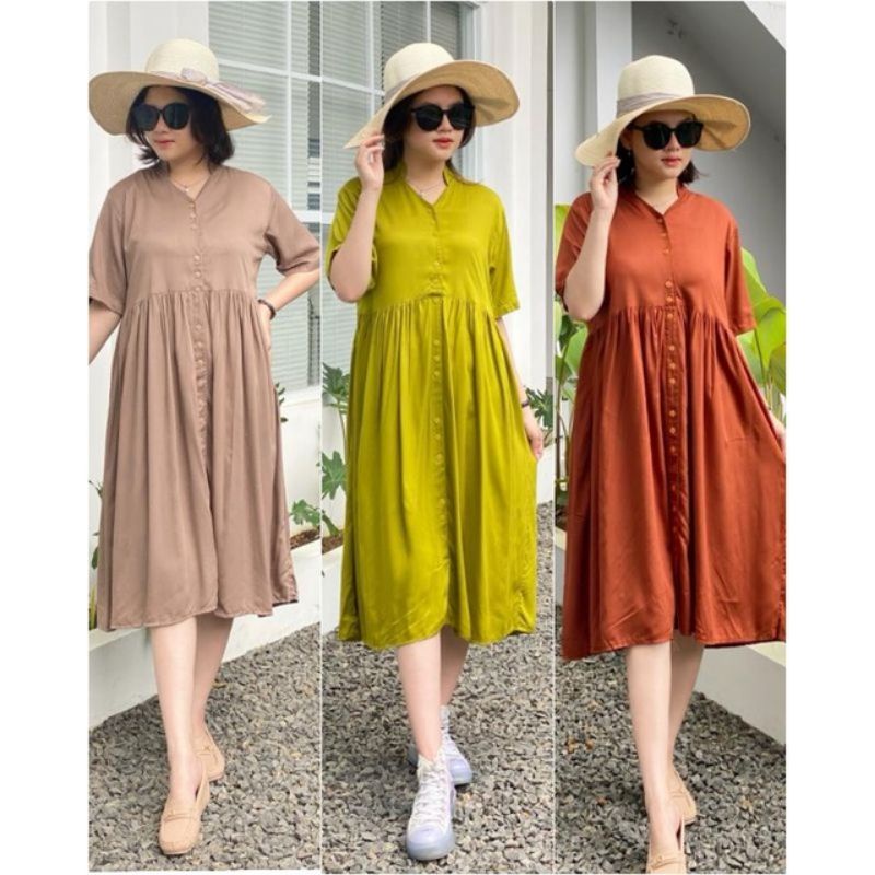 Marcela dress wanita rayon twill|Daster busui rayon twill|Daster polos pendek|Daster busui