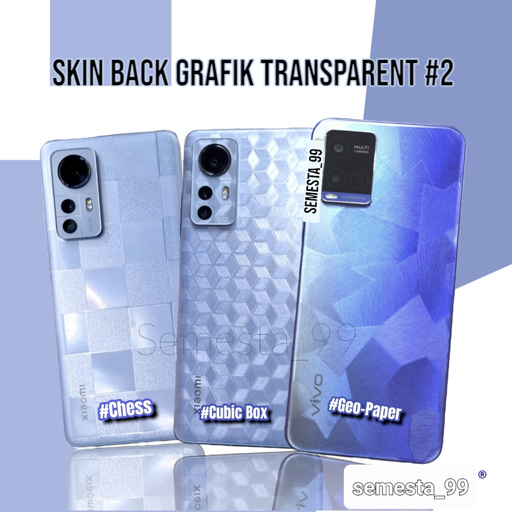 Skin Back Stiker 3D 2023 Samsung A73 A72 A53 5G A52 5G/4G A52s A33 A32 5G/4G A23 5G/4G A22 5G/4G A13 5G/4G A12 Garskin Belakang Transparant/Transparent Motif Kotak/Cube Warna Gliter Case Tipis Anti Gores/Jamur/Baret Murah Pelindung Baru/Handphone/Hp Ter