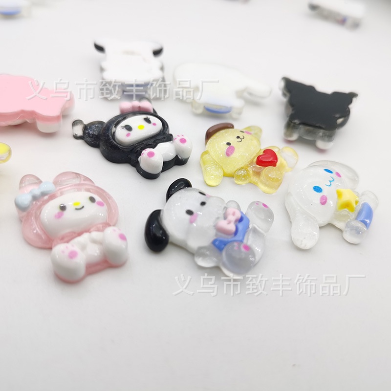 （5 Pcs）RESIN SANRIO BENING / RESIN CLAY TRANSPARANT KUROMI CINNAMOROLL/ MELODY