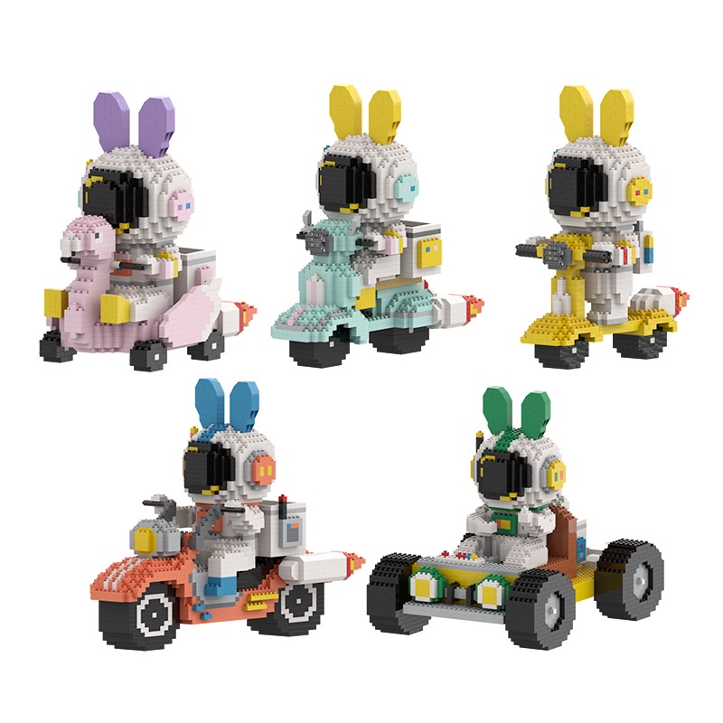 Mainan Balok Susun Astronot Sepeda Motor Travel Mainan Anak Mainan Edukasi DIY 3DPuzzle Nano Block