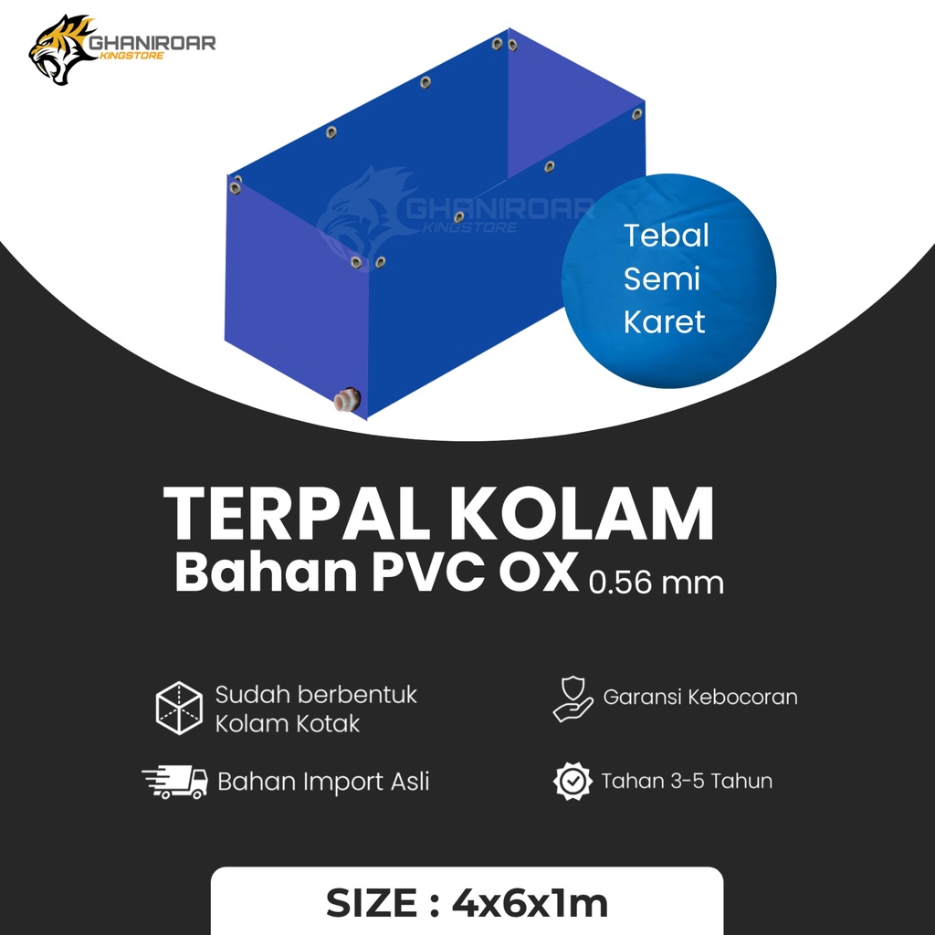Kolam Terpal OX 4x6x1 / 400x600x100 Terpal Kolam Ikan Semi Karet