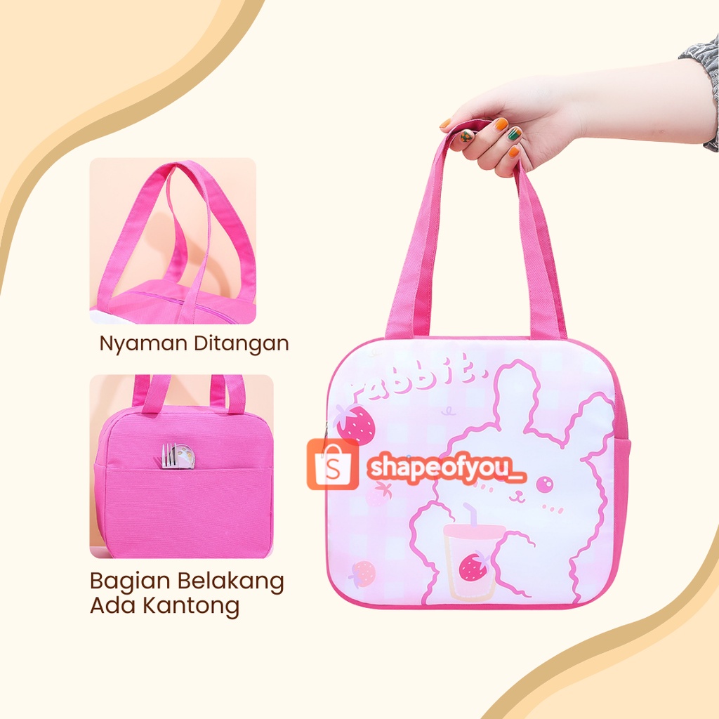 Tas Bekal Anak Cooler Bag Tahan Panas Lunch Bag Sekolah Besar Motif Karakter Premium