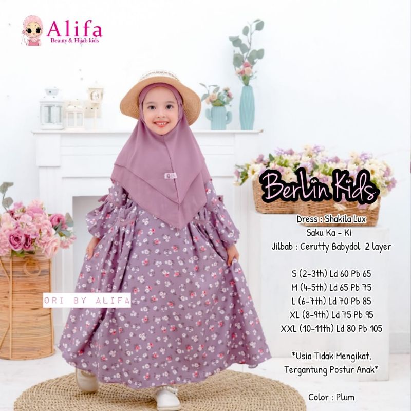 gamis anak Berlin Kids include hijab alifa