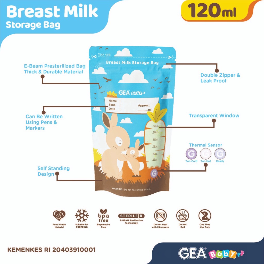 GEA BABY BREASTMILK STORAGE BAG 120ML - NEW DESIGN