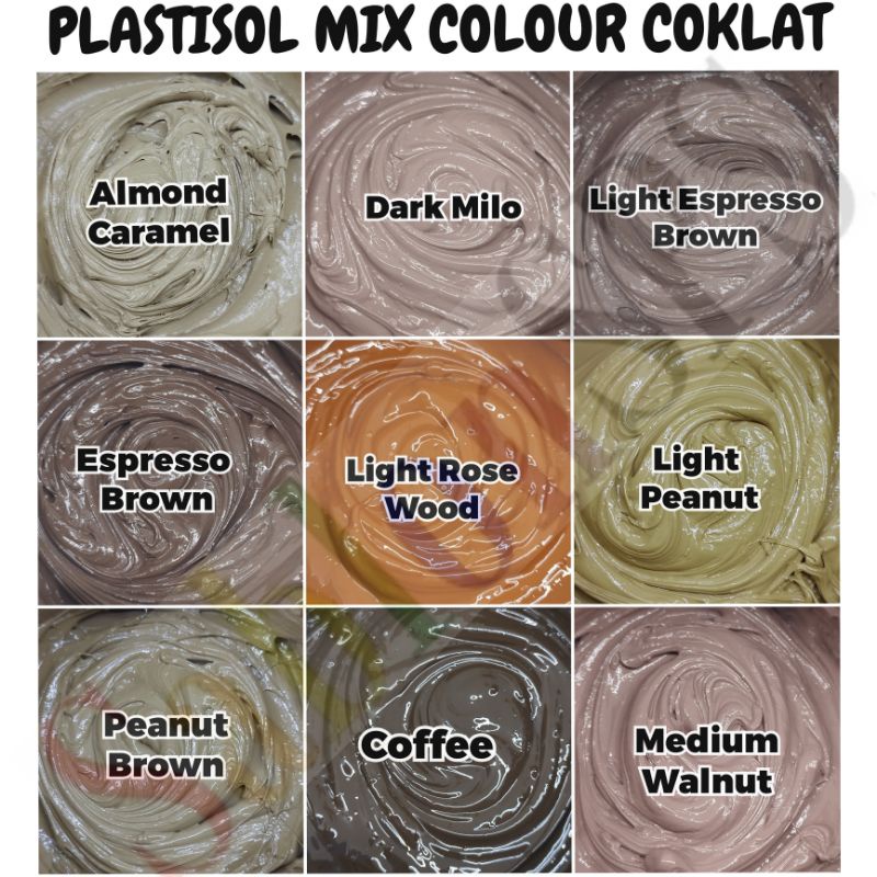 TINTA PLASTISOL LENGKAP BROWN COKLAT MIX COLOUR 500GR