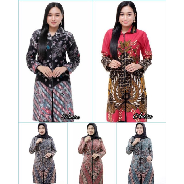 BATIK WANITA TUNIK ZIPPER MODERN READY PESANAN ECER/LUSINAN/KODIAN BAHAN KATUN PRIMA