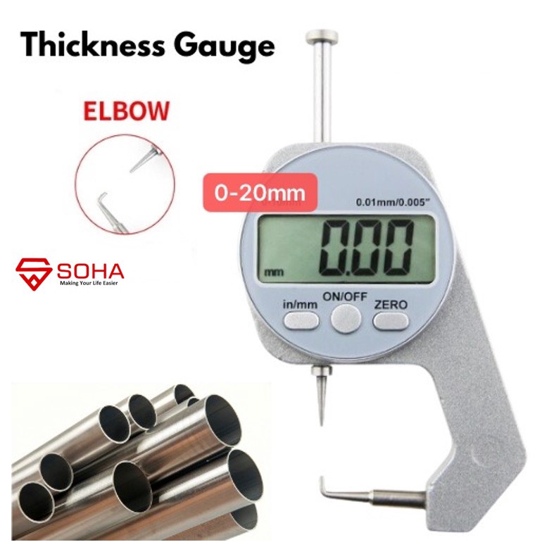 Thickness gauge Alat Ukur Ketebalan Hollow atau Logam Bentuk Bulat Model Digital atau Jarum Dial TK-09 TK-10